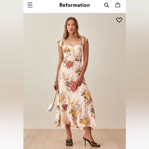 REFORMATION Nikita Georgette Midi Dress in Bouquet